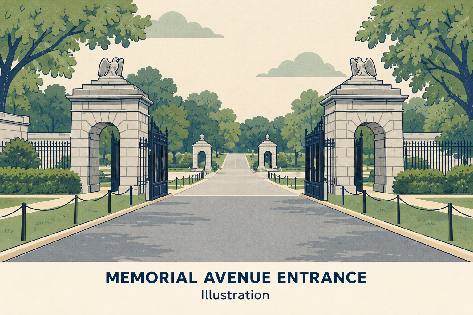 Illustration of the Memorial Avenue entrance