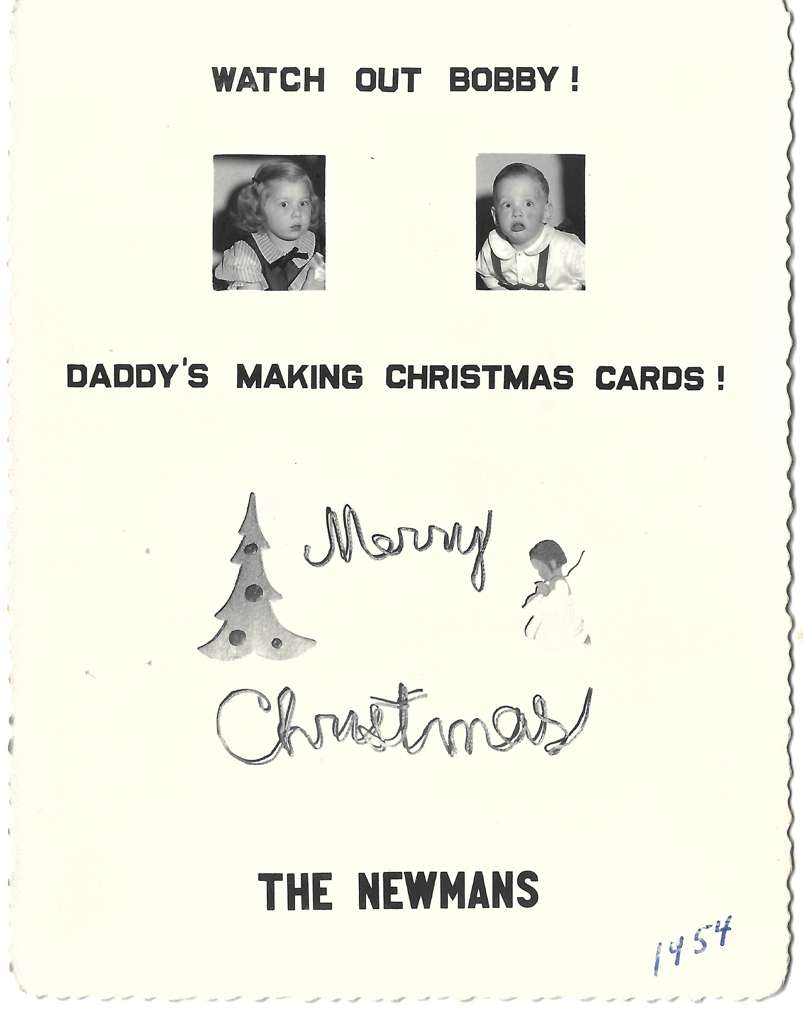 The Newmans’ 1954 Christmas card about Jack making cards