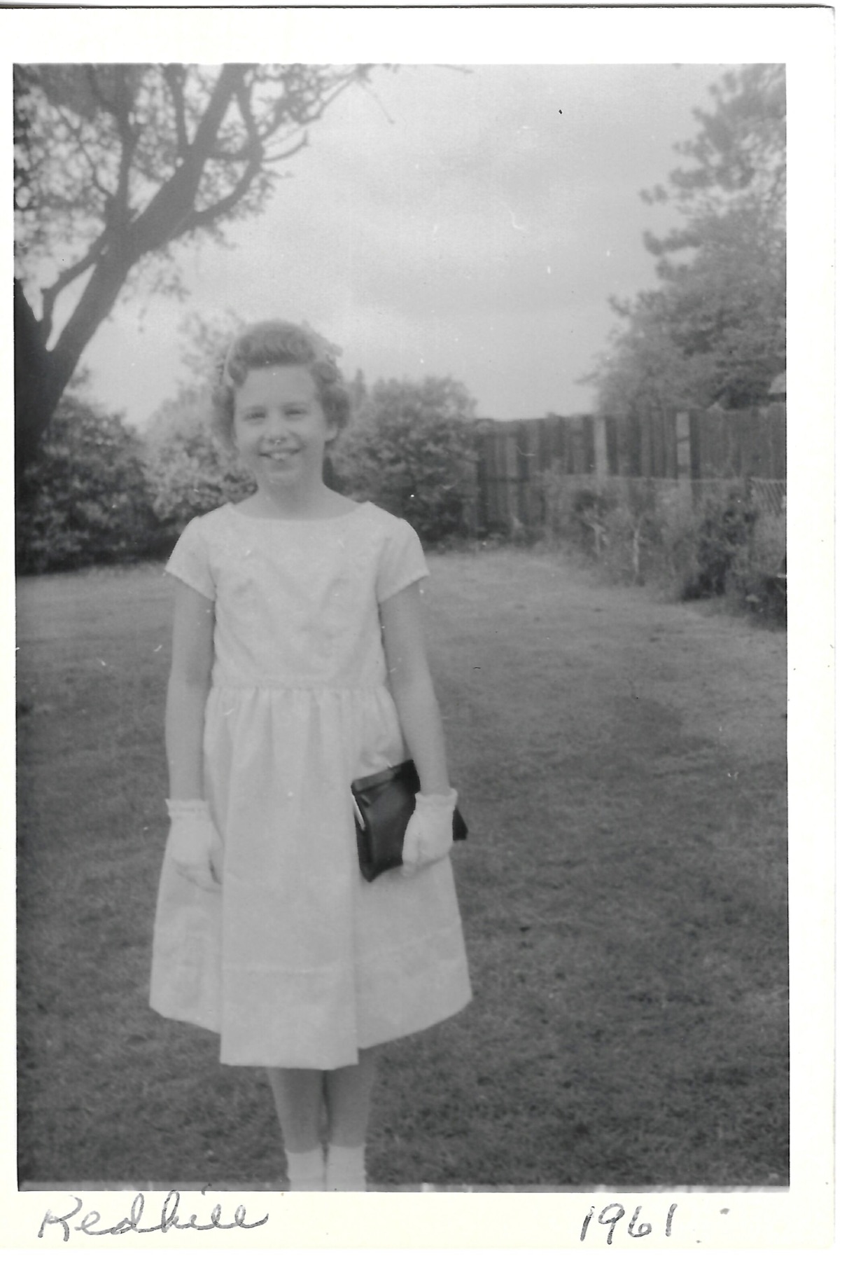 Betty outdoors in Redhill, England
