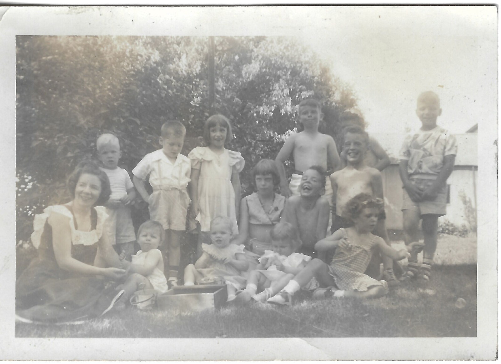 Group on lawn