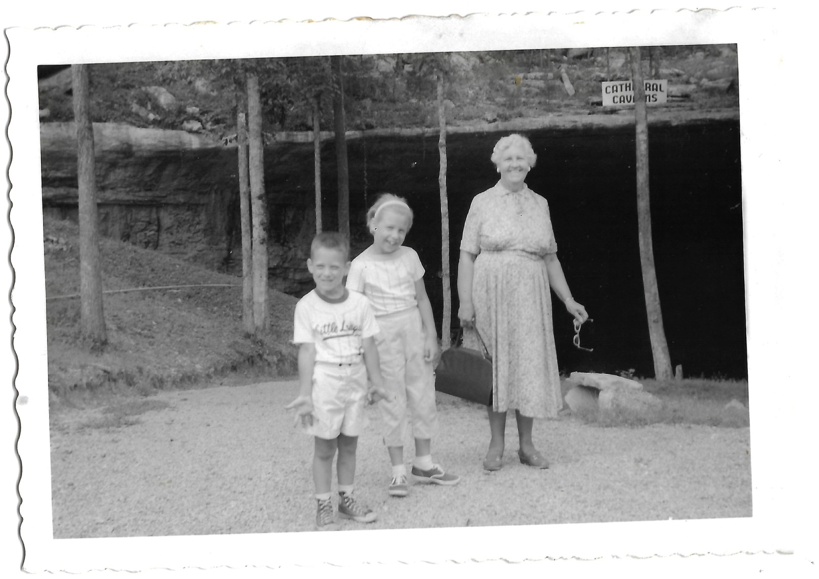 Bahee with Betty and Bob at a cave entrance