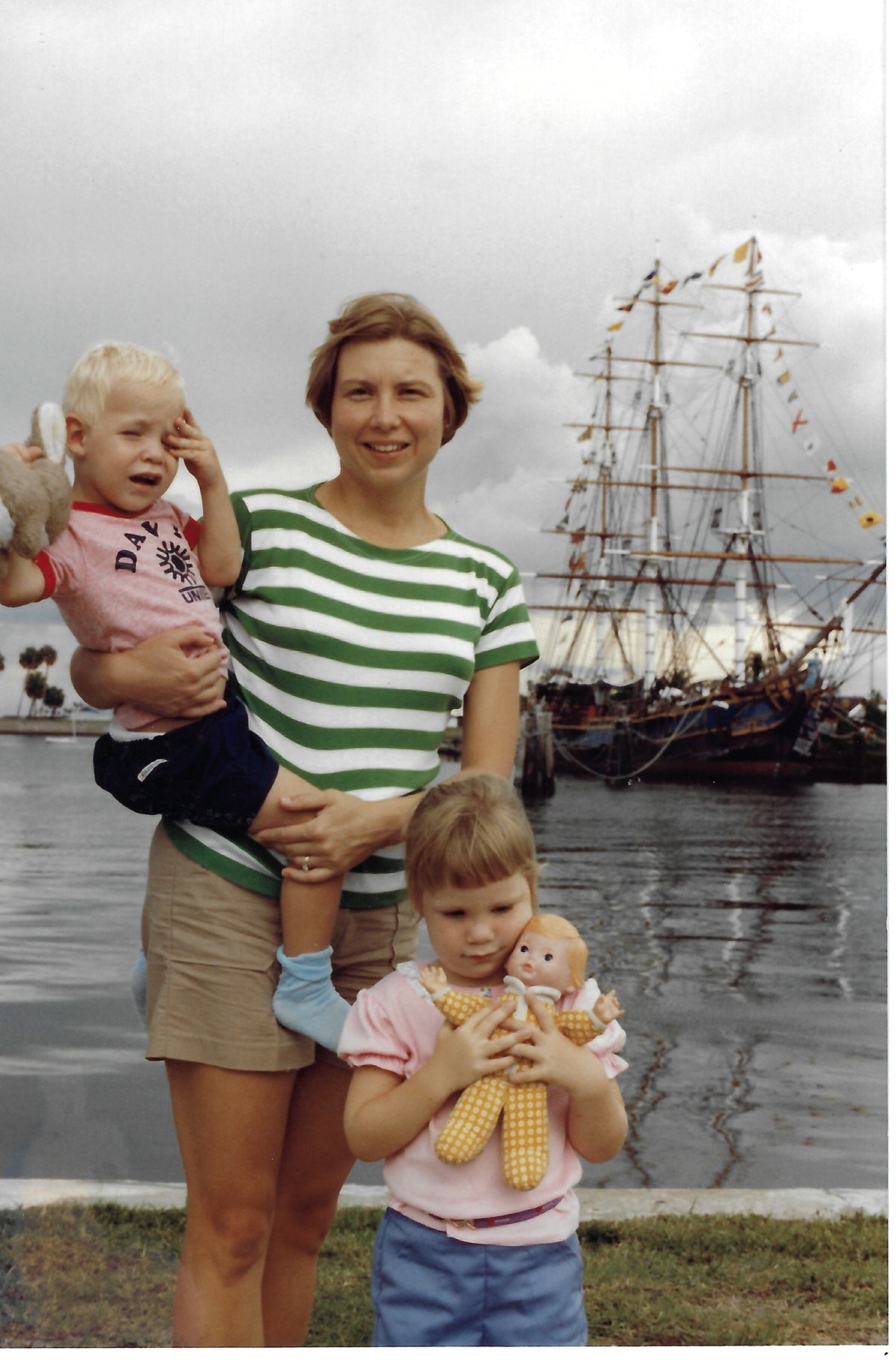 Betty with Eileen and Dave by ships
