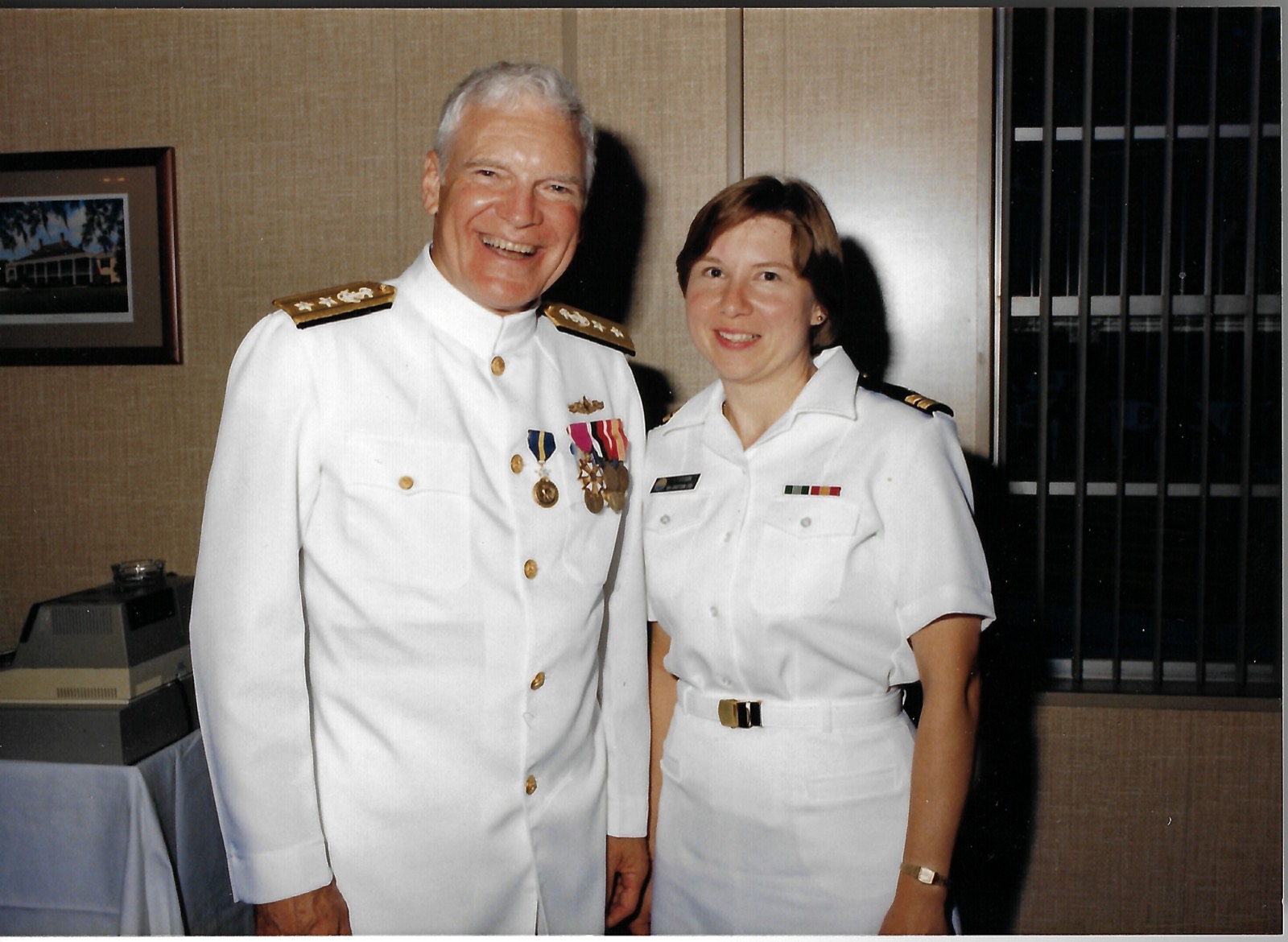 Betty with Neale Smith in white dress uniforms