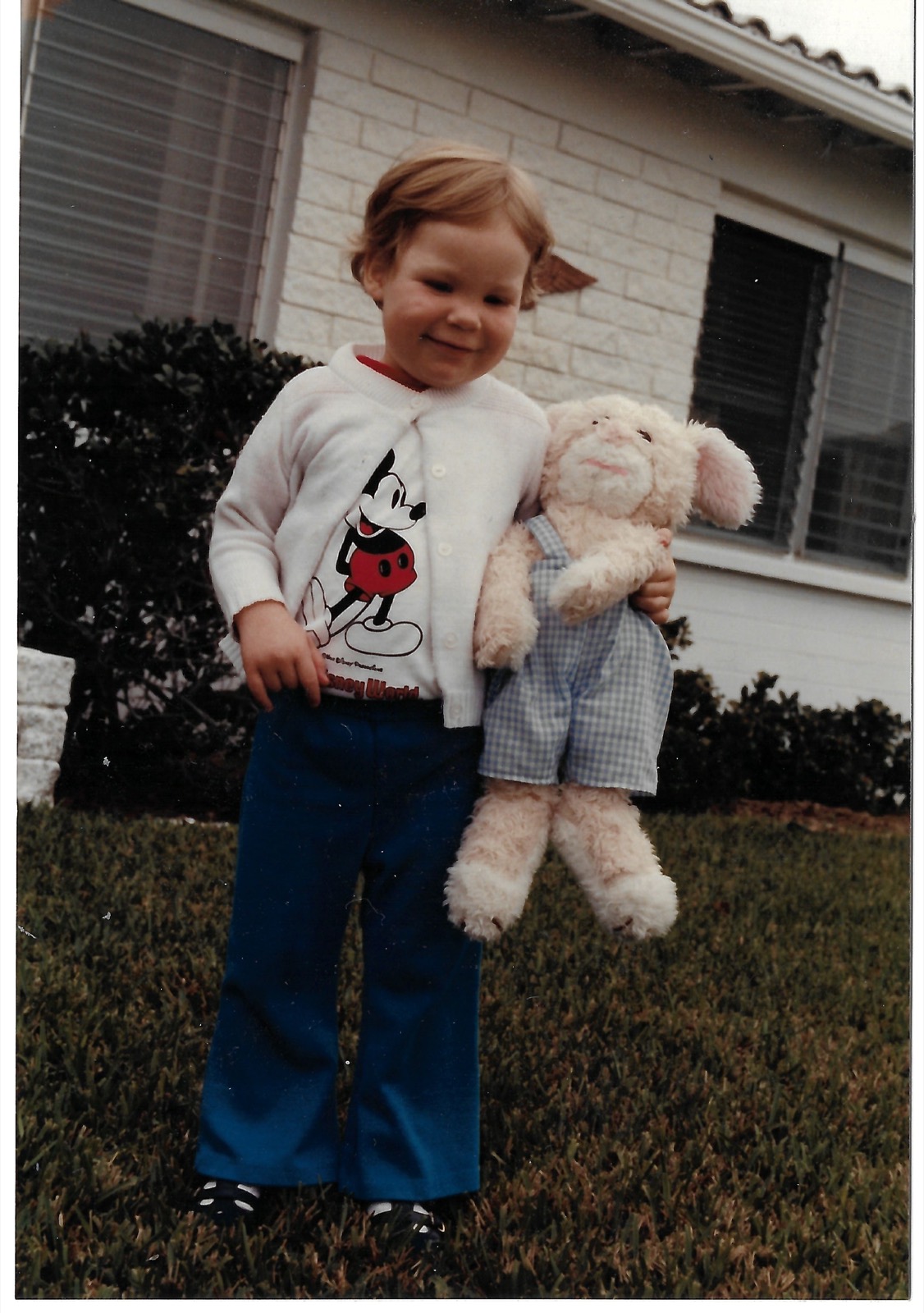 Eileen with a stuffed rabbit