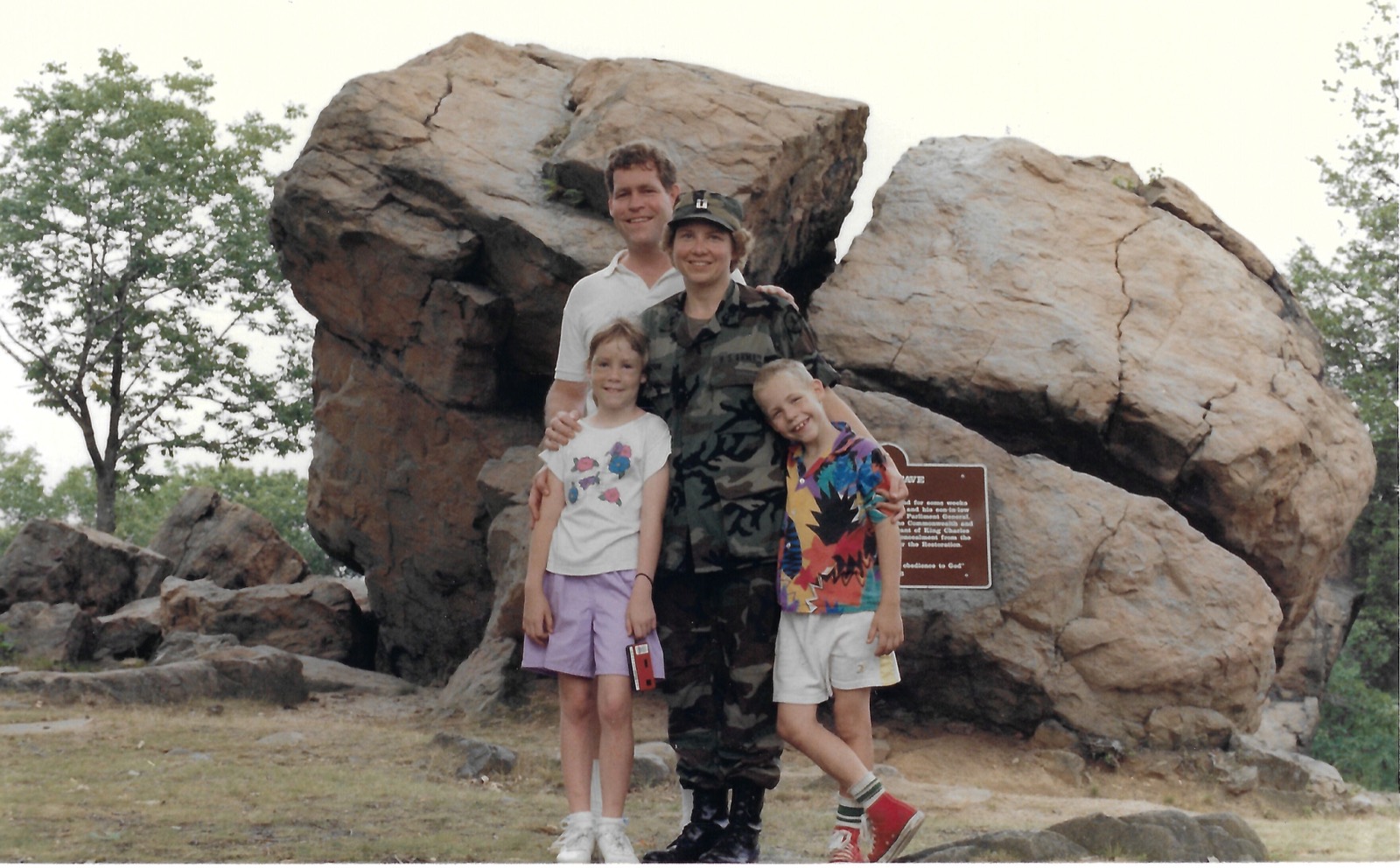Family together at a memorial