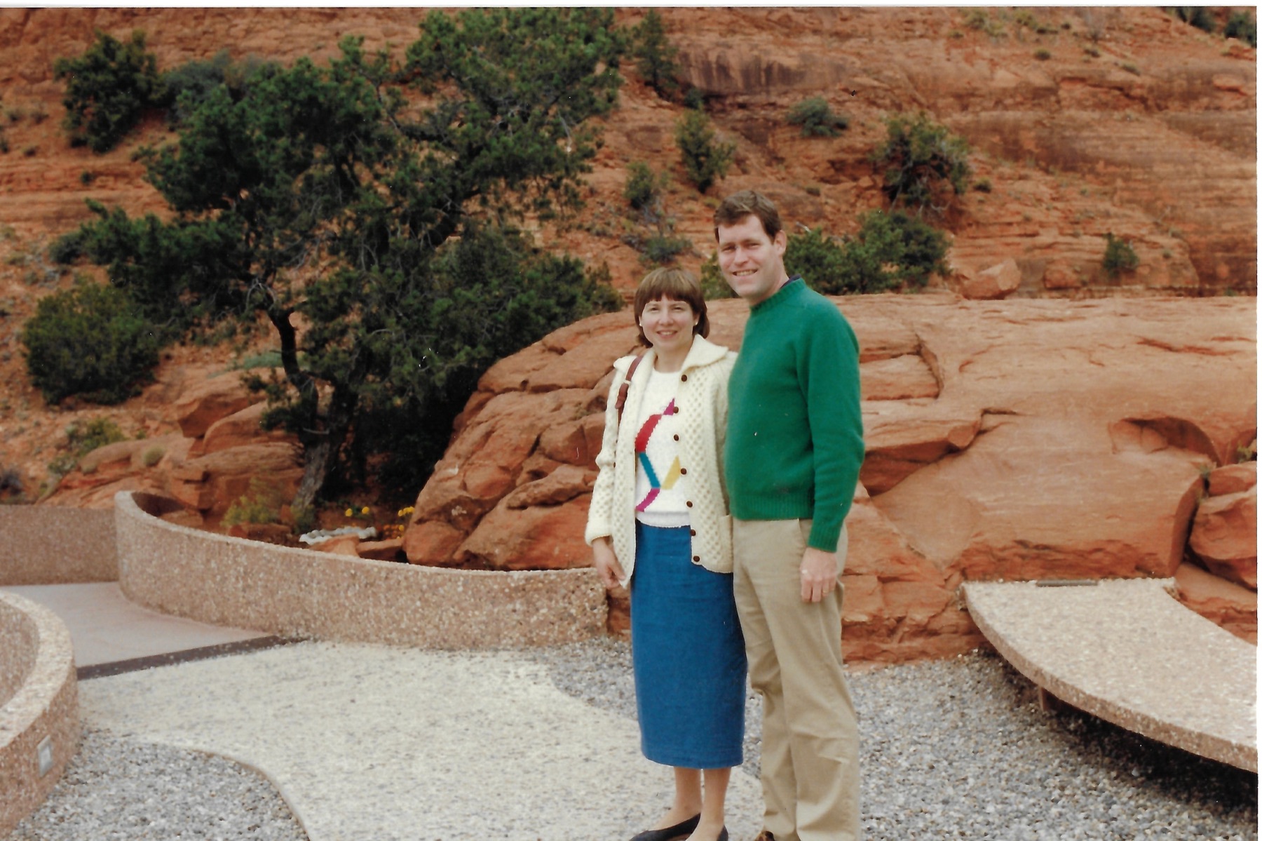 Betty and Dave at a rocky overlook; date not confirmed