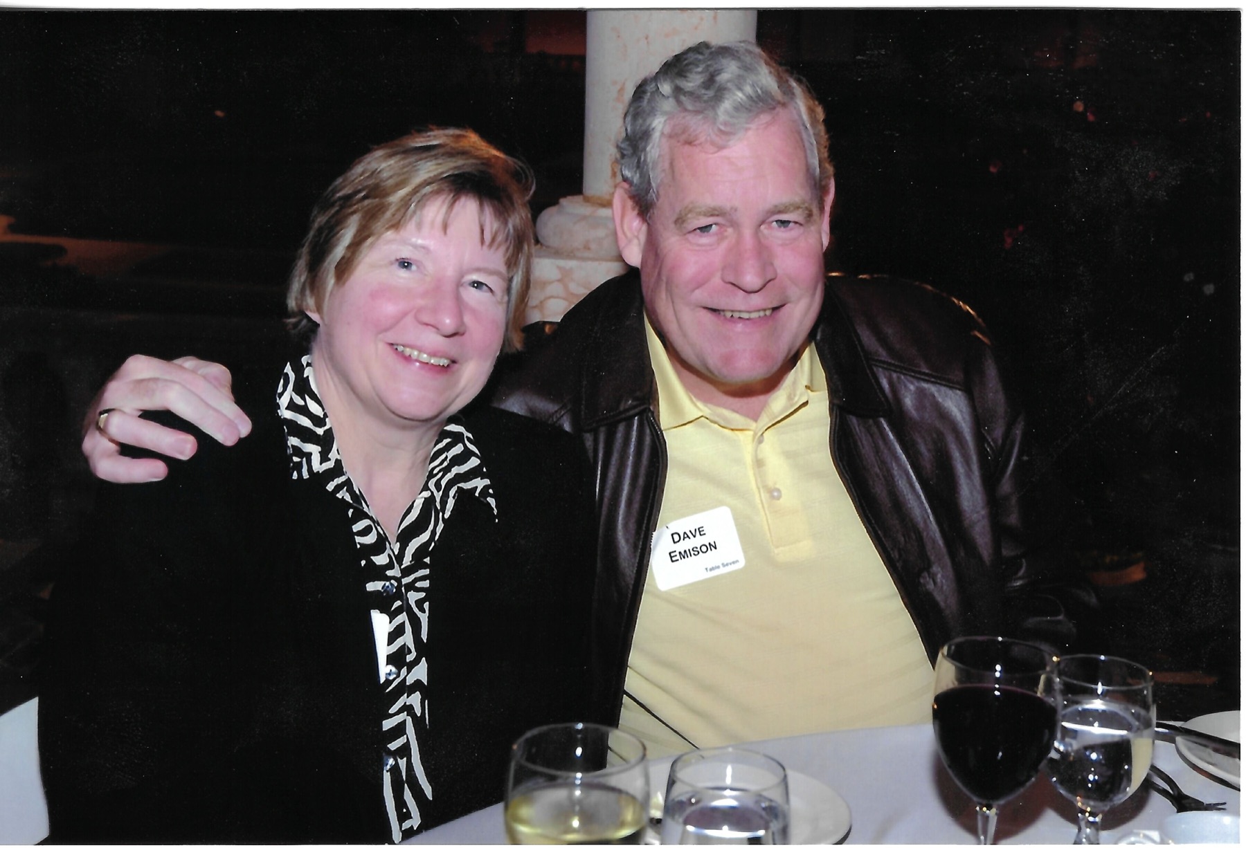 Betty and Dave at a dinner table; date not confirmed